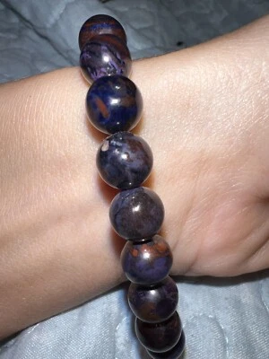 Редкий натуральный высокого качества сугилит браслет - 8 мм - Изображение 1 из 4