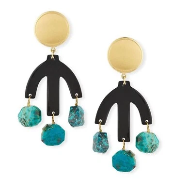 Pendientes colgantes de cuerno y crisocola negros NEST Jewelry Foto 1 de 4