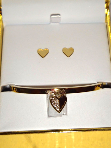 SET REGALO MICHAEL KORS Bracciale Donna Oro Bracciale Cuore Orecchini MKJ5937710+SCATOLA