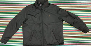 Abrigo verde Polo Ralph Lauren acentos de cuero marrón de colección. con capucha extra grande XL - Imagen 1 de 11