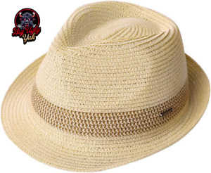 Packable Straw Fedora Panama Sun Summer Beach Hat Cuban Trilby Men Women 56-67Cm