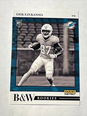 2022 Panini Instant Black and White B&W Rookies RC /649 in hand Erik Ezukanma - Image 1 of 2