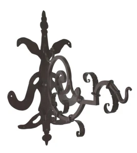 Luxe Ornate Iron Gothic Scroll Hanging Bracket Wall Mounted Hook Hanger Outdoor - Picture 1 of 3