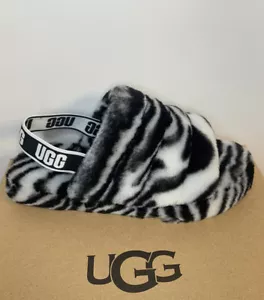 New - Ugg Fluff Yeah Fur Slides Youth Size 5/Women’s Size 6.5 - 7 US/Euro 37 - Picture 1 of 12