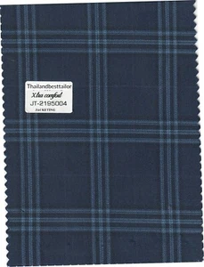 Blue Checked Suiting Fabric 5 Yards Italian Wool Super Fine Cloth - Picture 1 of 2