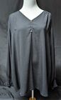 Maurices Womens Blouse Black Long Sleeve V Neck Smock Sleeve Size 2XL