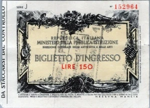 Italy Entrance Ticket 150 Lire 1950's-60's - Picture 1 of 3
