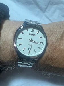 SKMEI Quartz,9071, men’s dress watch, date, stainless steel, water resistant. - Picture 1 of 11
