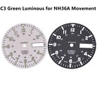 Cadran de montre lumineux vert 28,5 mm C3 pour mouvement mécanique automatique NH36A