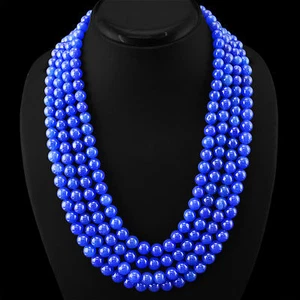 TOP GRADE 990.00 CTS EARTH MINED ENHANCED SAPPHIRE ROUND BEADS NECKLACE (RS) - Picture 1 of 1