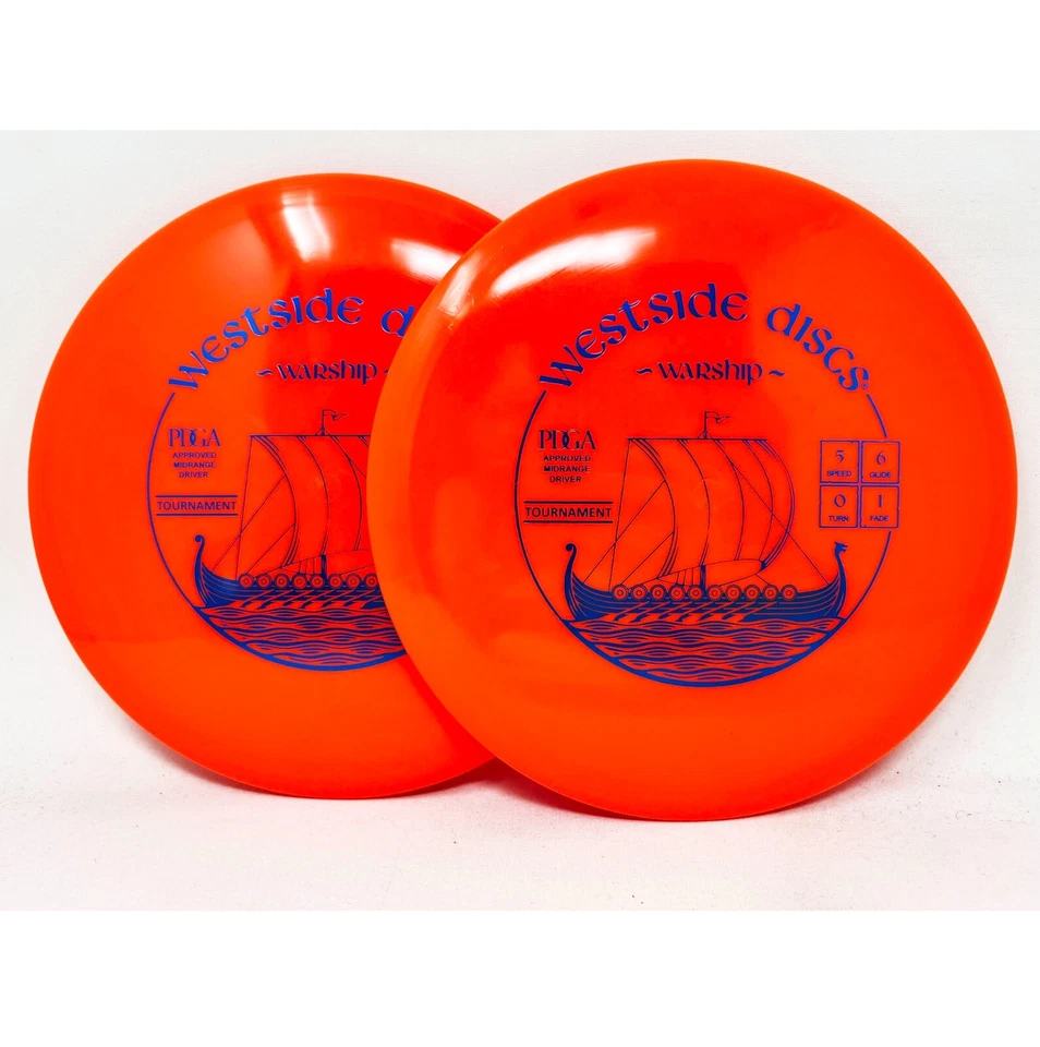 Set of 2 Westside Discs Tournament Warship 177g & 180g Bright Red  FREE SHIP 6 - Image 1 of 1