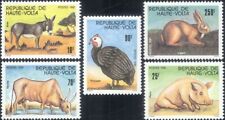 Upper Volta 1981 Donkey/Rabbit/Pig/Cow/Animals/Birds/Nature 5v set (n46543)