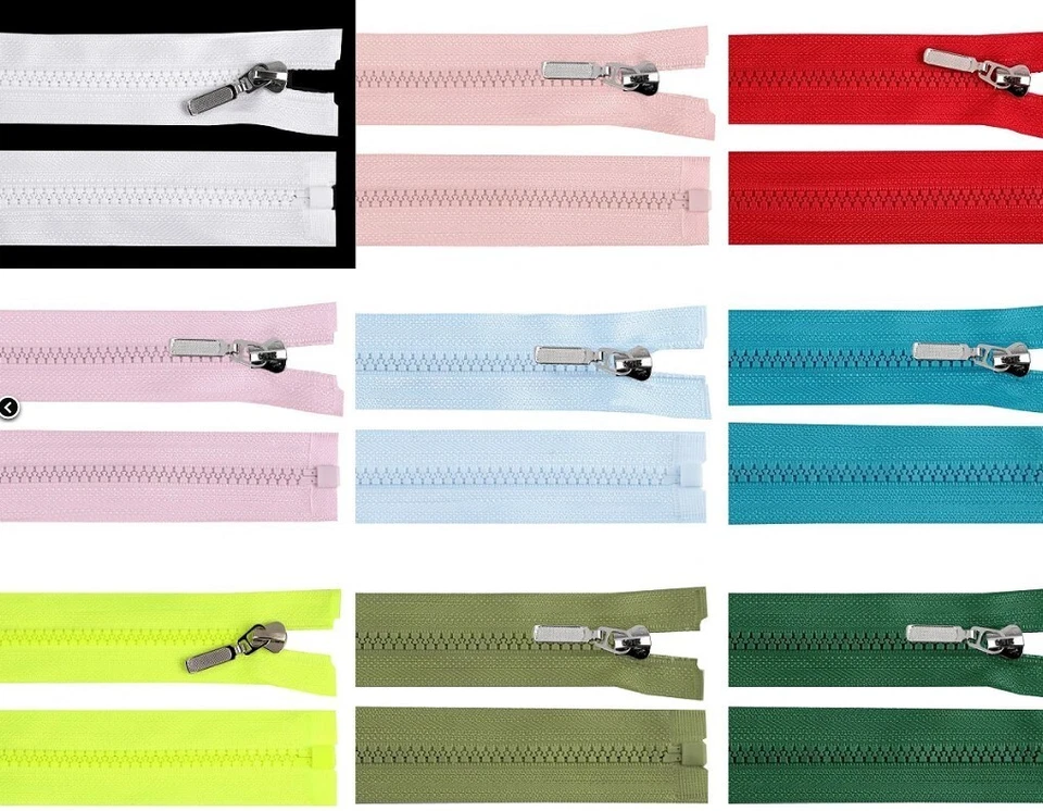 MARKENLOS 60 cm Reißverschluss Kunststoff Plastik Zipper teilbar Jacken viele Farben