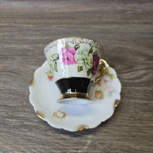 Set piattini tazza da tè vintage AACO rosa rosa floreale giapponese piedistallo tazza LEGGI - Foto 1 di 13
