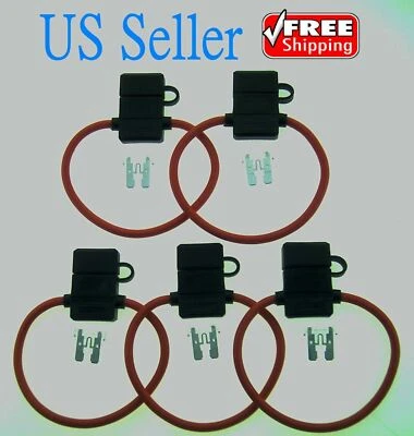 5Pack 10Gauge Inline ATC Fuse Holder+25AMP Fuse With Cover New Car Truck Install - Image 1 of 4