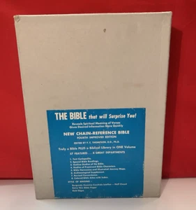 NOS Vtg New Chain-Reference Bible 4th Improved Ed KJV Burgundy Cowhide Leather - Picture 1 of 11
