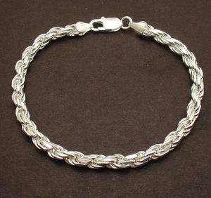 9" 6mm Bold Diamond Cut Rope Chain Bracelet Solid Real 925 Sterling Silver 23.4g - Picture 1 of 6