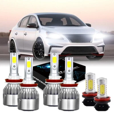 Combo de 6 faros LED blancos de haz alto/bajo para Nissan Sentra 2013-2018 Foto 1 de 4