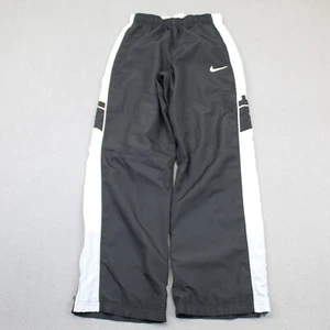 Y2K Nike Sweatpants Youth Large Black Track Pants Baggy Embroidered Swoosh Boys - Picture 1 of 14