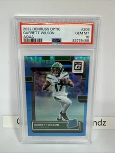 2022 Donruss Optic Garrett Wilson Aqua No. 206 /299 PSA 10 Rookie NY Jets - Picture 1 of 5