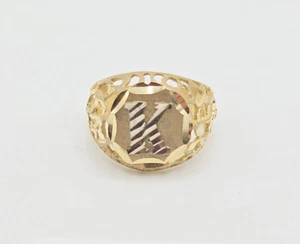 10K Yellow Gold* Initial Letter "K" Diamond Cut Ring Size 9 US - Picture 1 of 10