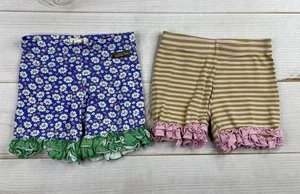 Lot Of 2 Matilda Jane Shorts Girls Sz 8 Blue Floral Pink Stripe Ruffle Leg Boho - Picture 1 of 7