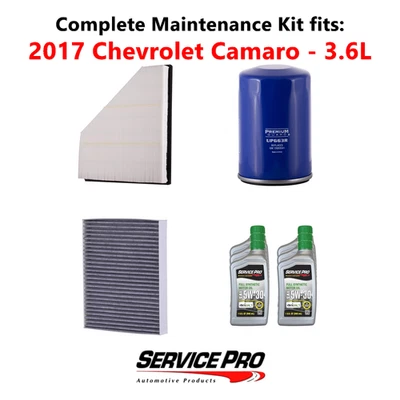2017 Chevrolet Camaro 3.6L Complete Air, Oil & Cabin Filter Kit (5W-30) - Imagem 1 de 4