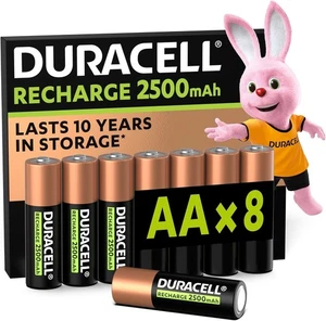 DURACELL Pack de 8 piles AA rechargeables NiMH 2500 mAh pré-chargées *NEUF* - Foto 1 di 1