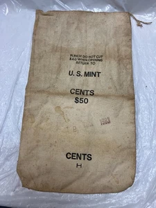 VINTAGE 1983 - US Mint $50 CENTS H Canvas Coin Bag - Picture 1 of 10