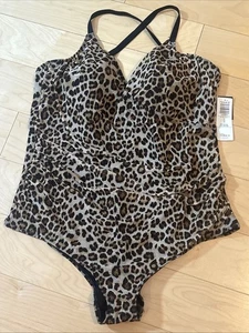 Torrid Leopard Wireless Surplice Badeanzug Gr. 4 Übergröße NEU - Bild 1 von 6