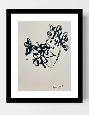 GUAJARDO Original Neo Expresionismo Flores 12X9 Papel Firmado Arte Foto 1 de 4