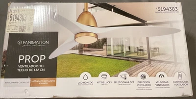 Fanimation Studio Collection Prop 52-in  Brushed Satin Brass White Blade 5194383 - Image 1 of 4