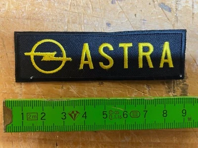 Opel Astra Aufnäher, Aufbügler, Patch, Sticker ca 9x3 cm schwarz