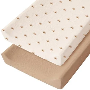 Konssy 2 Pack Muslin Changing Pad Cover for Baby Girls Boys 100% Cotton Fitte - Picture 1 of 5