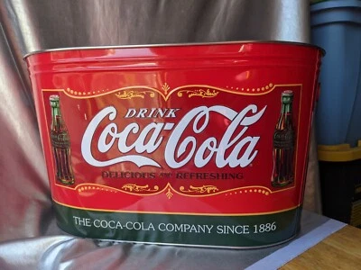 "DRINK COCA-COLA, DELICIOUS AND REFRESHING", COLORFULLY EMBOSSED TIN TUB.  - Image 1 of 4