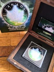 1oz Silber Maple Leaf Aurora Rhodium Edition Canada 2016, Auflage 500 Stück - Bild 1 von 5