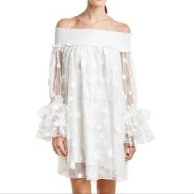 Vestido Gracia a lunares fuera del hombro para mujer blanco mediano nuevo con etiquetas Foto 1 de 4