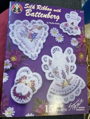 Vtg Rare Silk Ribbon with Battenberg 1995 pattern bk #3112 by Phyllis Dobbs - Image 1 of 4