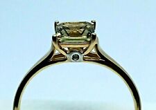 Ring 10ct Gold - Size R 1/2 Art Deco Style Prasiolite And 2 Diamonds Engagement