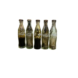 Vintage Coca Cola Glass Bottles Metal Cap 3” Miniature Coke Bottles Set 5 - Picture 1 of 6