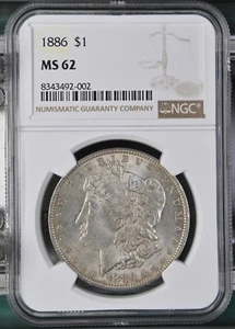 1886 Morgan Dollar NGC Certified MS62 - Picture 1 of 2