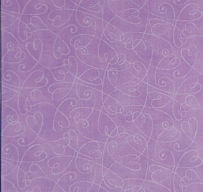 FABRIC TRADITIONS Scroll Hearts Purple All Cotton Vintage Fabric 1 1/8 YARDS