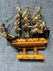 Wooden Pirate Ship Model / 6"x 6"x 1" / San Diego CA / - Picture 1 of 12