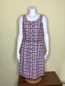 NWT $198 BROOKS BROTHERS Pink Navy Cotton Blend Herringbone Knit Sheath Dress 4 - Picture 1 of 5