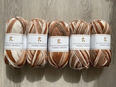 Good Old Fashioned knitting / crochet DK yarn in Browns & Cream 5 x 100g