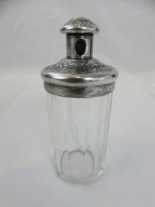 Antike Gorham Zahn Pulver Flasche Sterlingsilber Deckel Glas #D464 Mono 4" - Bild 1 von 7