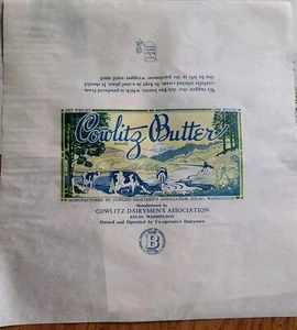 Vintage Original COWLITZ MILCHFARM BUTTER Milchmannsbutter Backpapier X 20 - Bild 1 von 8