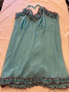 Cacique türkis V-Ausschnitt Rüschen Babydoll Negligee Nachthemd Damengröße 18/20 - Bild 1 von 4