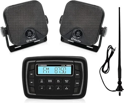 Herdio Marine Radio Receiver Bluetooth System Kit AM/FM Stereo Seakers+ Antenna - Image 1 of 4