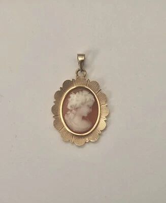 pendentif camée or 18 carats or 750, 3,10 grs, bijou ancien authentique - Photo 1/4